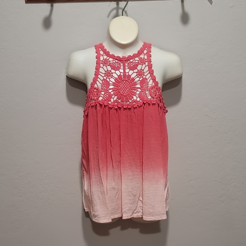 Hollister Orange Pink Crochet Sleeveless Tank Top
